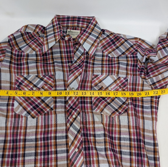Plaid Wester Pearl Button Down, K- Mart, Vintage, Medium - Picture 15 of 16
